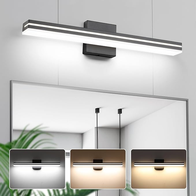 SineRise LED Modern Bathroom Vanity Light Bar, Matte Black Dimmable Modern by SINERISELIGHTING