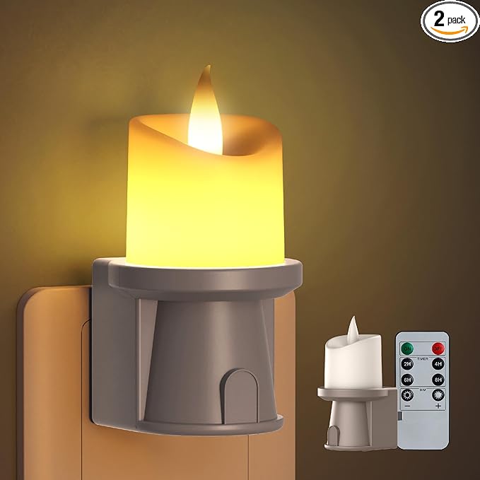 Nightlight Flameless Candle, Electrical Outlet Plugs w/Dusk Dawn Sensor Auto by AnaNicozy
