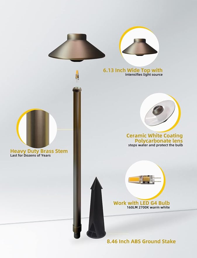 COLOER Brass Low Voltage Pathway Lights Outdoor 1-Pack - Image 3