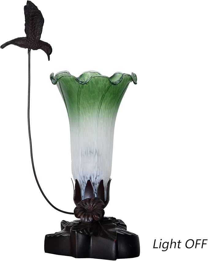 Bieye LL05 Hummingbird Flying Over Lily Flower Blown Glass Table Lamp - Image 4