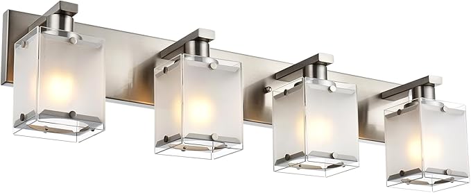 4-Lights Bathroom Light Fixtures Over Mirror, Brushed Nickel Vanity Wall by WINSHENLighting