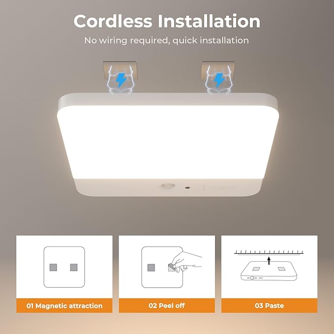FULEN Motion Sensor Ceiling Light Fixture, Cordless Closet Light Battery - Image 7