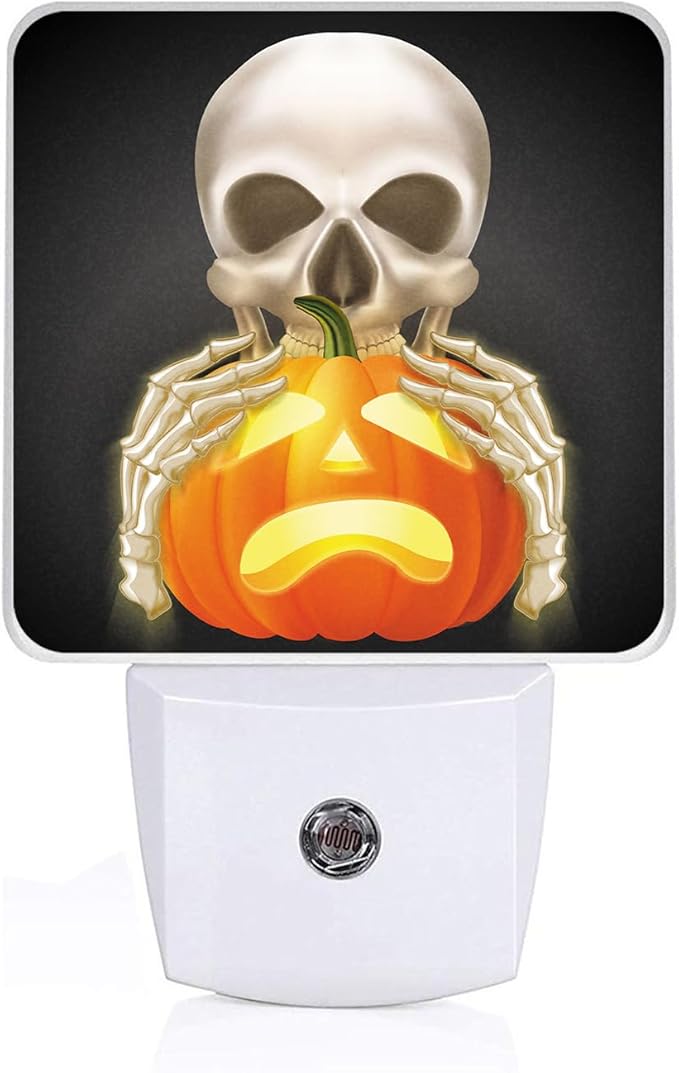 Skull Pumpkins Night Light, Halloween Nightlight Plug into Wall, LED by VisittheEMXION
