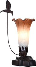 Bieye LL09 Hummingbird Flying Over Lily Flower Blown Glass Table Lamp by Bieye