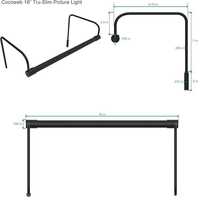 Cocoweb 16 Inch Tru-Slim Black Picture Light - Image 3