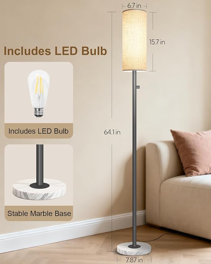 Upgraded Floor Lamp for Living Room, Dimmable Black Floor Lamp - Image 2