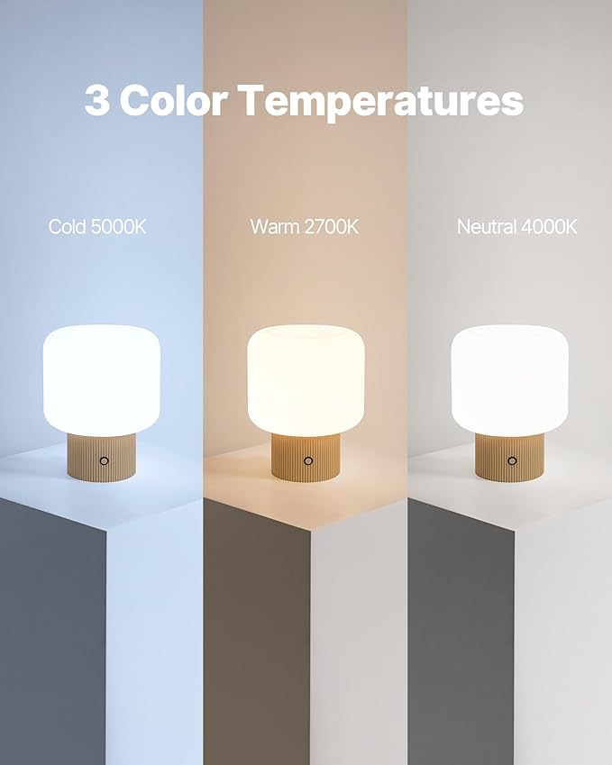 Halo Mushroom Lamp, 5W Cute Cordless Rechargeable Table Lamp - Image 3