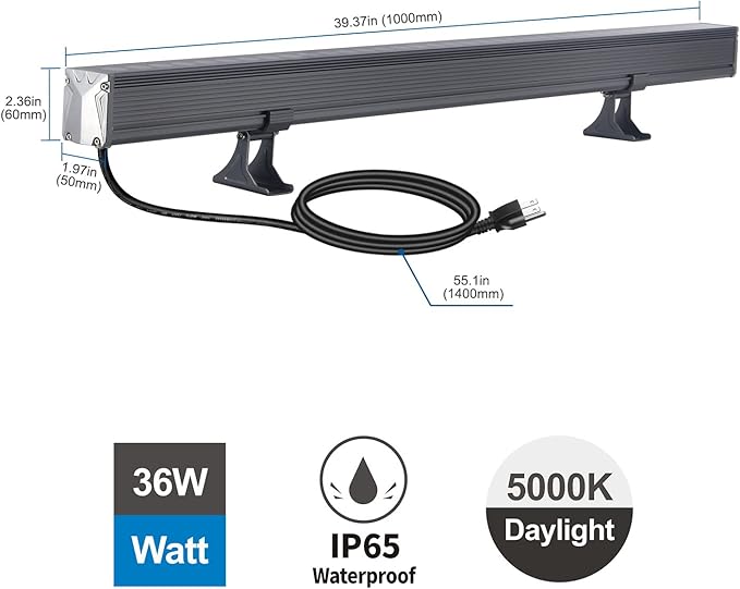 36W LED Wall Washer Lights, 6000K Daylight White Linear Flood Light, 3.2ft/40 - Image 5