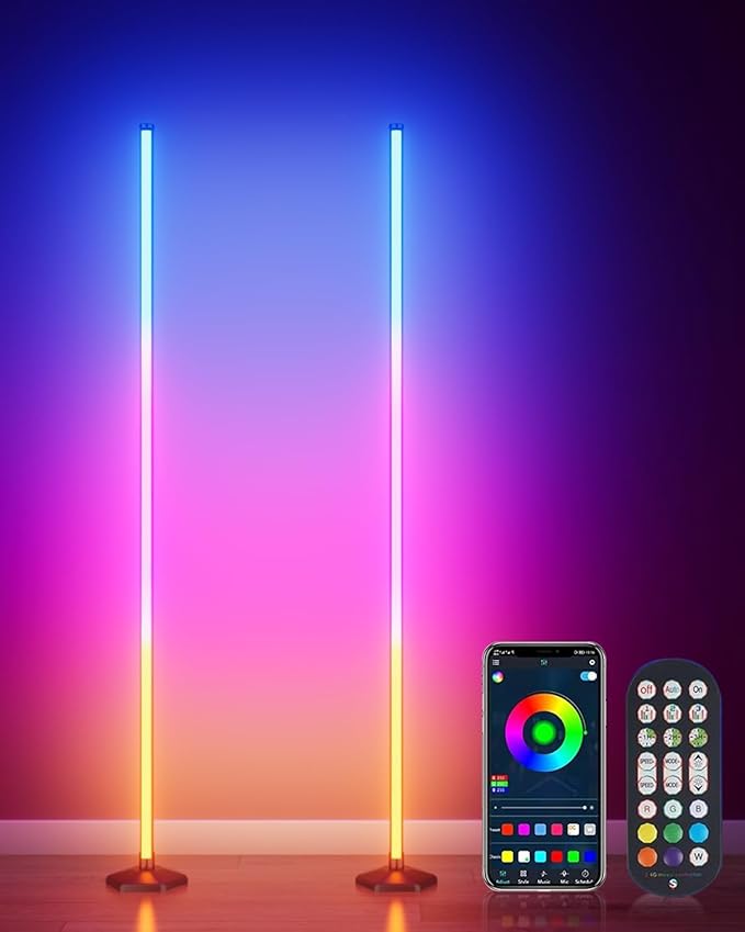 Corner Floor Lamp, 2 Pack RGB Corner Lamp - Image 9