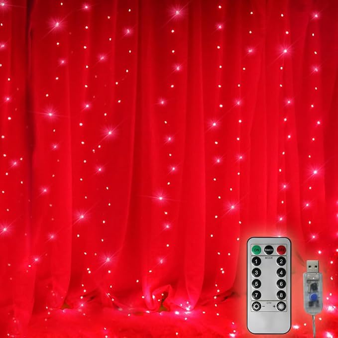300 LED Curtain Christmas String Lights, Backdrop Fairy Lights by Vicila