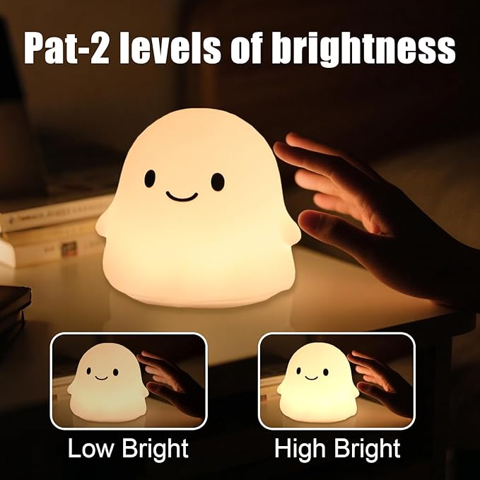 Halloween Ghost Night Light, 50-Hour Battery & Pat Control, Cute Squishy Lamp - Image 4