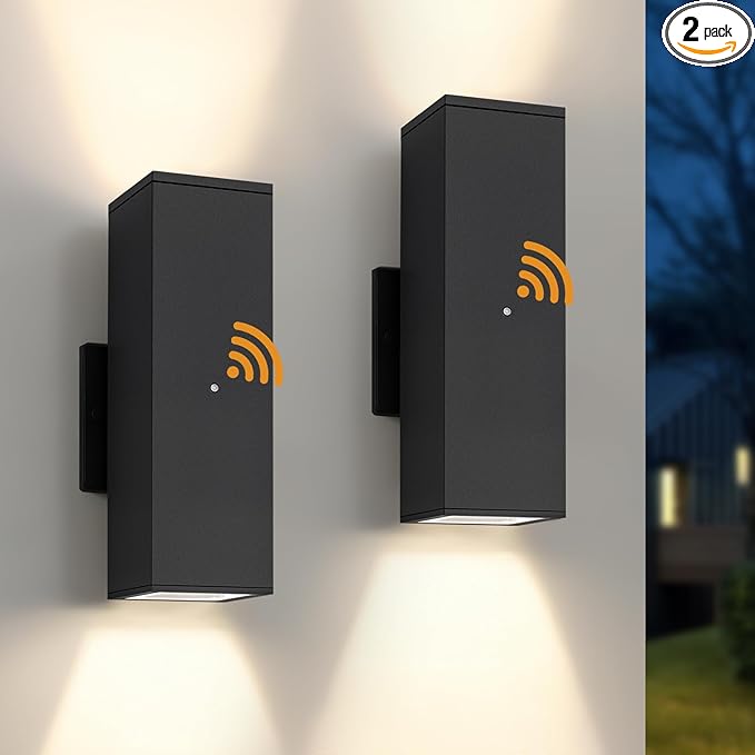 Dusk to Dawn Outdoor Lighting, LED Square Up and Down Outdoor Sconce Lights by TeweiBrand