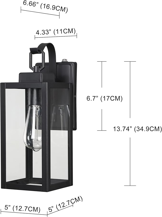 Pia Ricco Outdoor Wall Lights, Dusk to Dawn Matte Black Exterior Light Fixture - Image 2