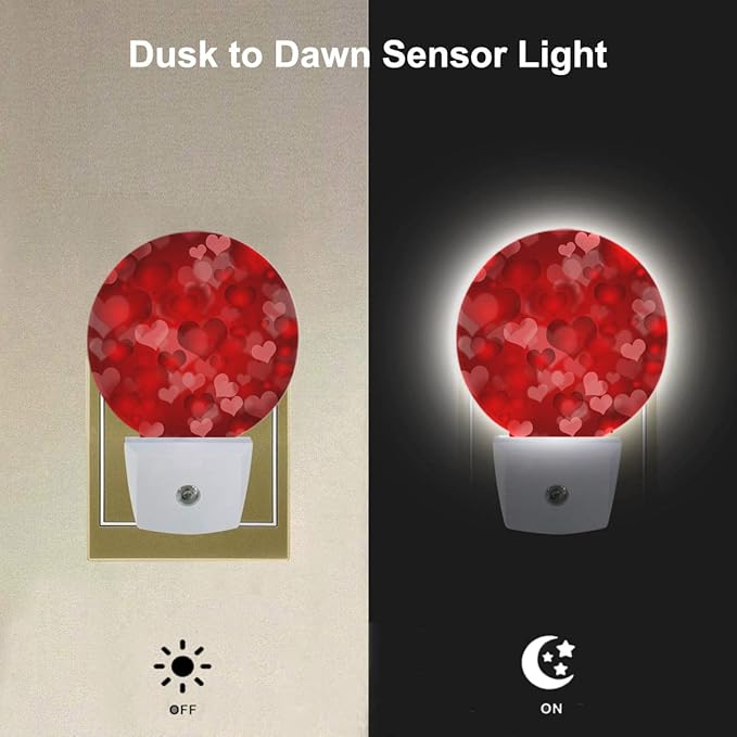 EKOBLA Red Hearts Night Lights Plug into Wall Romantic Red Love Heart - Image 2