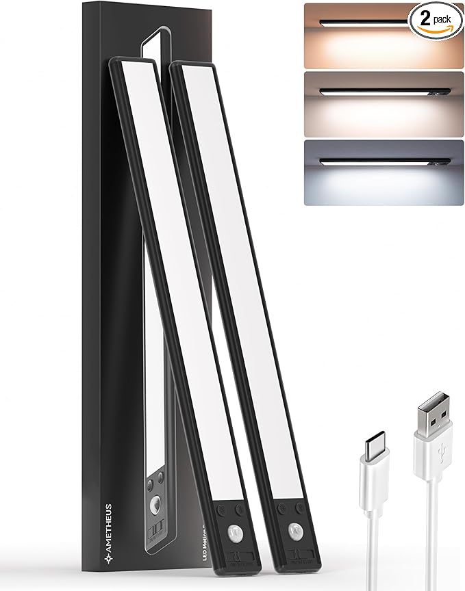 Under Cabinet Lighting Wireless, 3200mAh Rechargeable Under Counter Lights by AMETHEUS