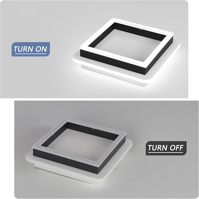 CANEOE 2 Packs Square Flush Mount Ceiling Light, 6000K Black Modern LED Ceiling - Image 4