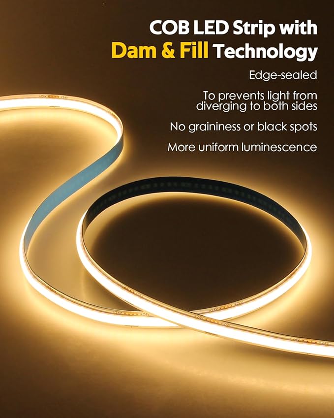 24V COB Led Light Strip 3000K 100FT - Image 2