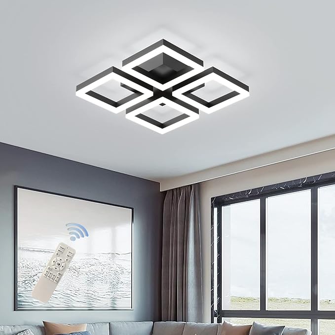 GEADI Led Ceiling Light, Modern 4-Square Ceiling Lamp 52W Dimmable Flush Mount by GEADI