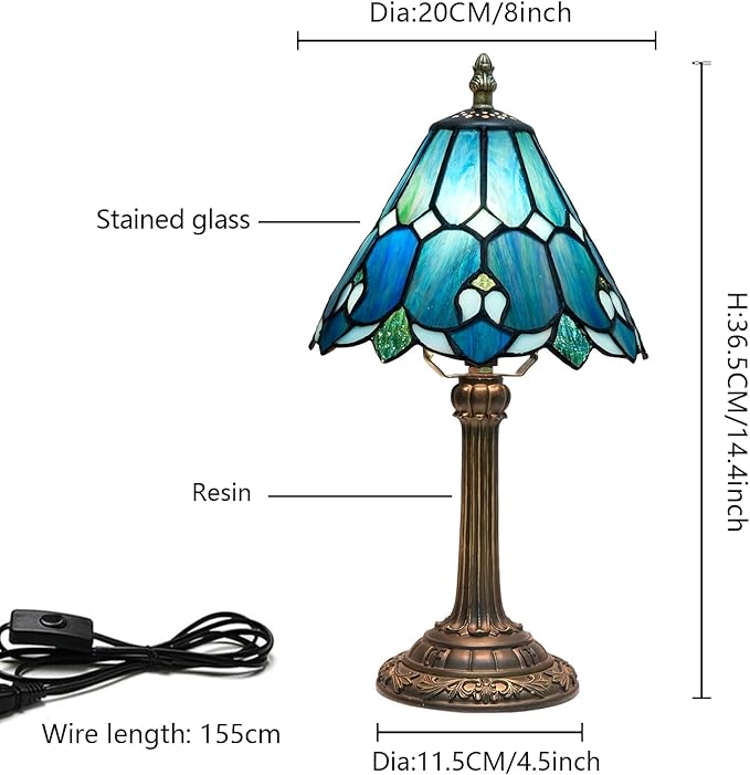 Tiffany Lamp Bedside Table Lamp-Nightstand, Stained Glass Lamp - Image 2