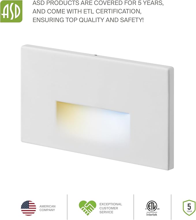 ASD LED Recessed Step Light Fixture, Dusk to Dawn Outdoor Stair Tread Lighting - Image 7