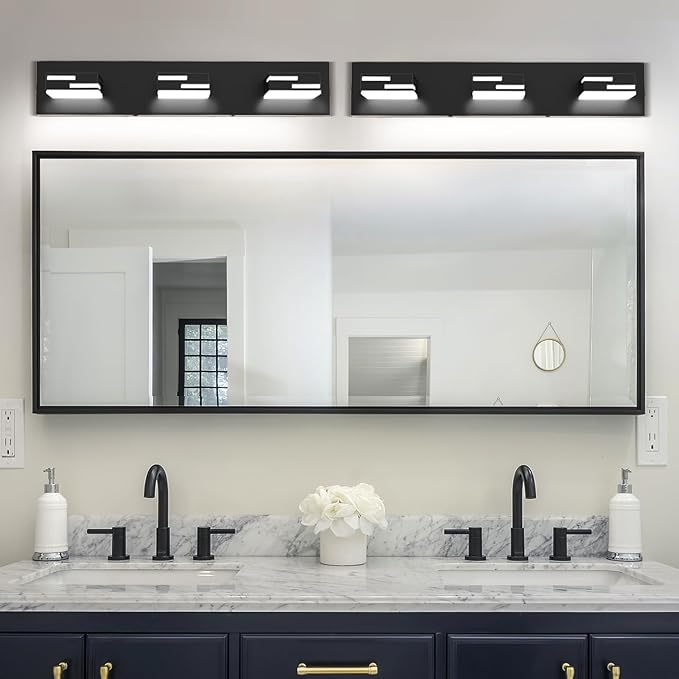 LED Modern Bathroom Vanity Light Fixtures 3-Light 5CCT Dimmable Matte Black - Image 7