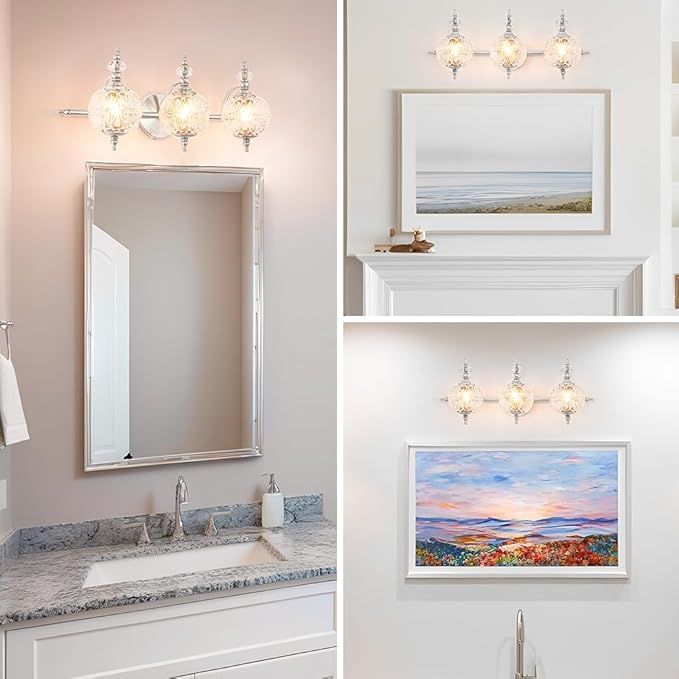 Brushed Nickel Bathroom Vanity Light Fixture Vintage Style - Image 4