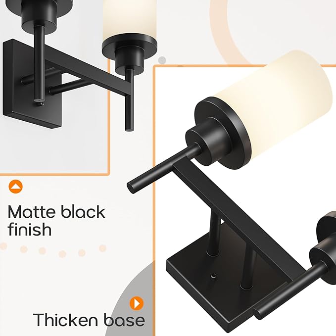 Wall Light Fixtures Matte Black Bathroom Vanity Lights Over Mirror - Image 7