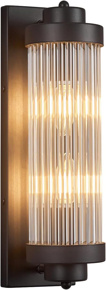 Black Wall Sconces with Crystal Glass Strip Bathroom Sconces Modern Wall Lights by FDPBY
