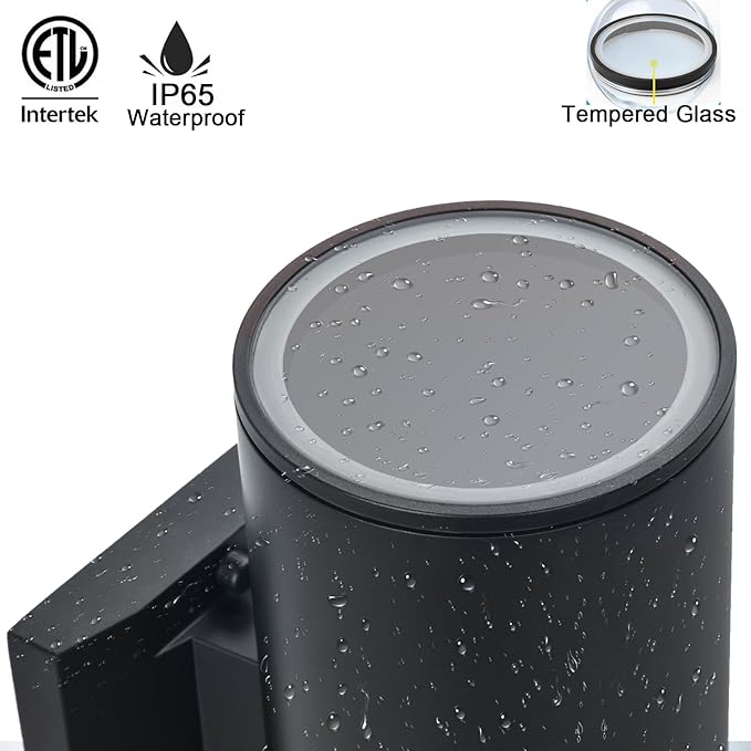 Up Dawn Outdoor Lights Exterior Wall Light Fixture Cylinder 3000K, Modern Black - Image 9