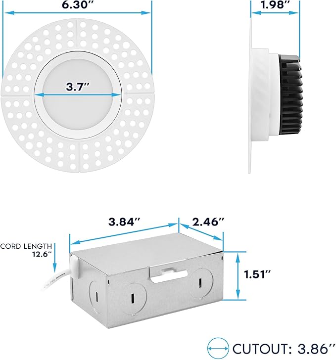 LUXRITE 4 Inch Trimless LED Recessed Lights - Image 5