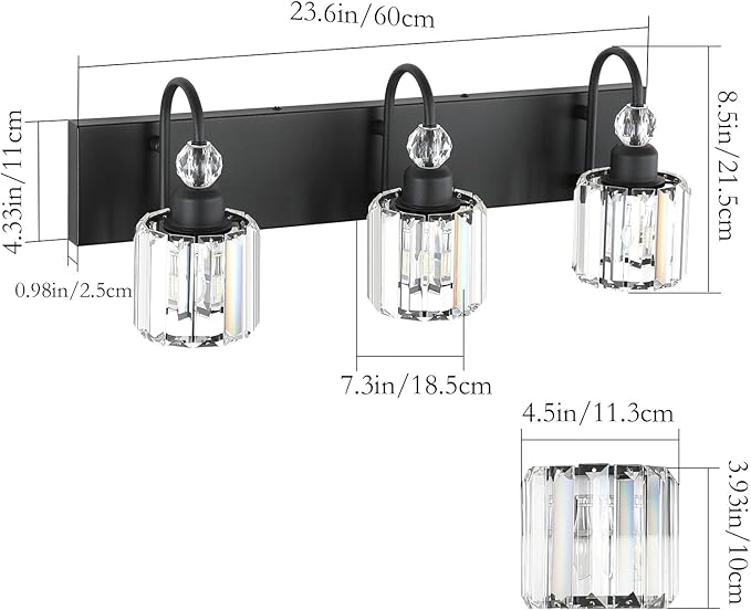 Ralbay Modern Crystal Vanity Light 3-Lights Modern Crystal Vanity Lights - Image 5