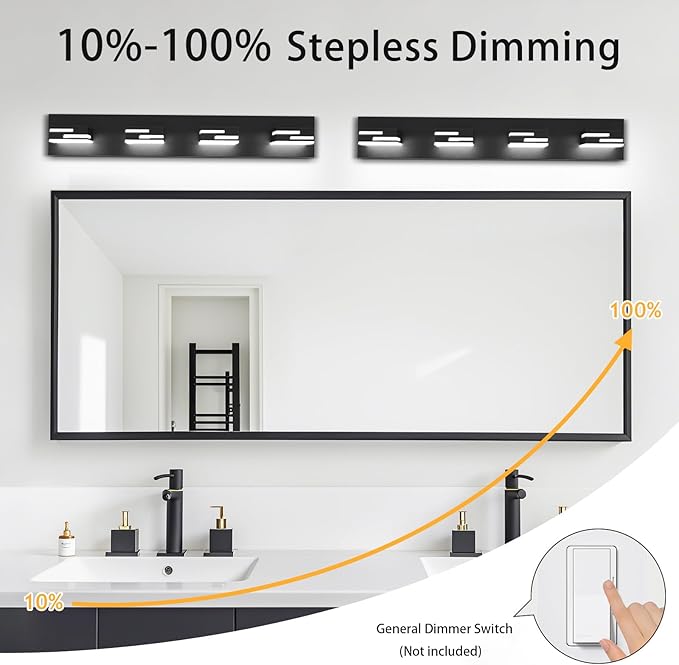 LED Modern Bathroom Vanity Light Fixtures 4-Light 5CCT Dimmable Matte Black - Image 4