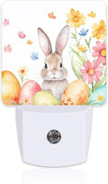 Cute Easter Bunny and Eggs Night Light, Easter Rabbit and Flowers Dusk to Dawn by sndheke