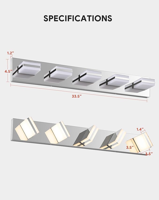 VONLUCE Bathroom Vanity Light Fixture, 5-Light Modern LED Vanity Light - Image 6