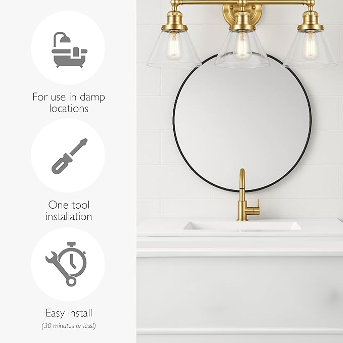 Design House Augustin Vanity Light, Seeded Glass Warm Glow, Up/Down Glow - Image 7