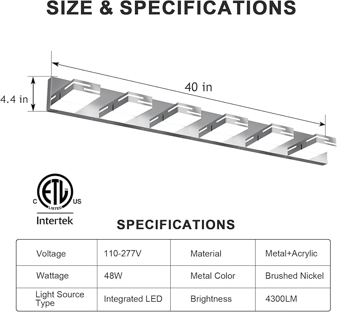 LED Modern Bathroom Vanity Light Fixtures, 6-Light 40-inch Dimmable Chrome - Image 3