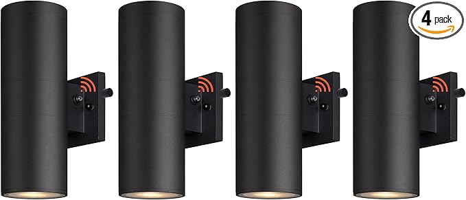 mirrea 12" Dusk to Dawn Outdoor Porch Light Patio Light in 2 Lights Matte Black by mirrea