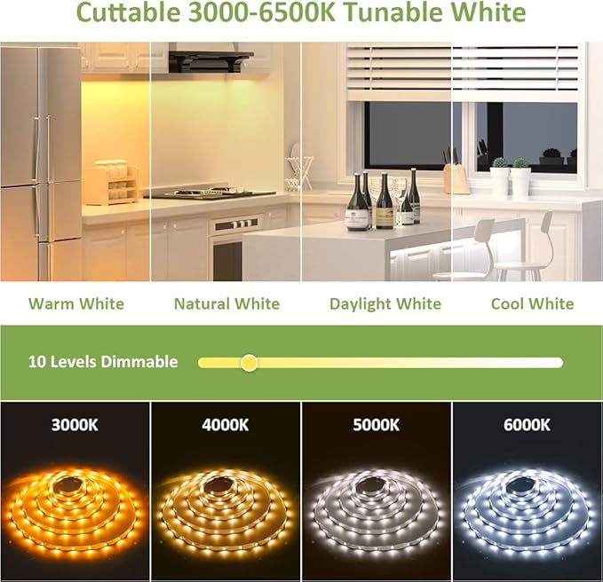 Novostella 40ft Tunable White LED Strip Light 1344 LEDs Dimmable 3000K-6500K - Image 3