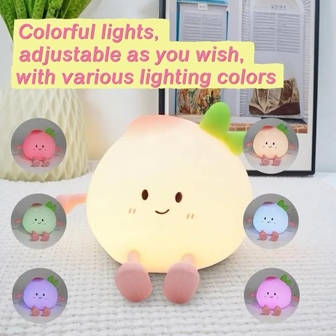 Little Peach Butt Night Light, 7-Color Changing Silicone Nursery Lamp - Image 2