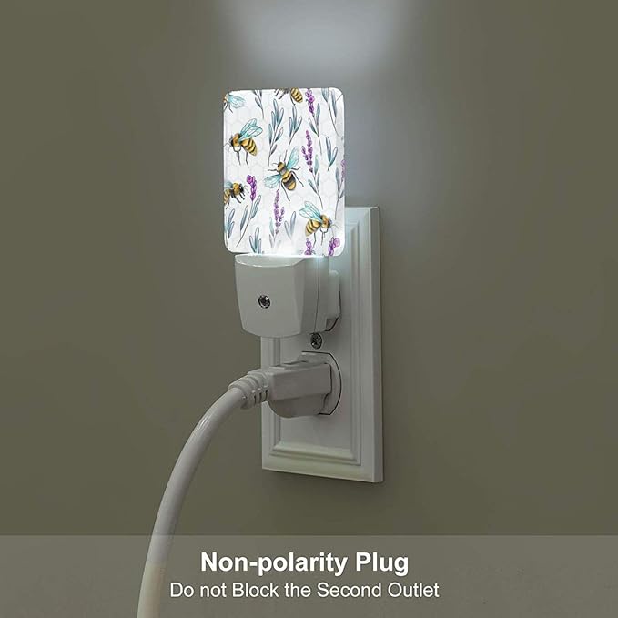 Bees and Lavender Flowers Night Light, Plug-in Night Lights - Image 5
