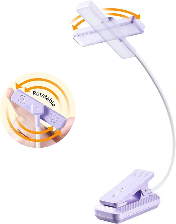 VAVOFO Rechargeable Book Light Rotatable：24 LEDs Reading Light, 3-Color & by VAVOFO