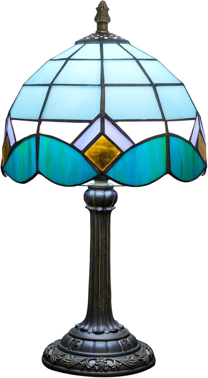 Sky Blue and White Lamp Small Tiffany Lamps Bedside Nightstand - Image 4