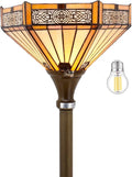 WERFACTORY Tiffany Floor Lamp Yellow Hexagon Stained Glass Mission Light by WERFACTORY