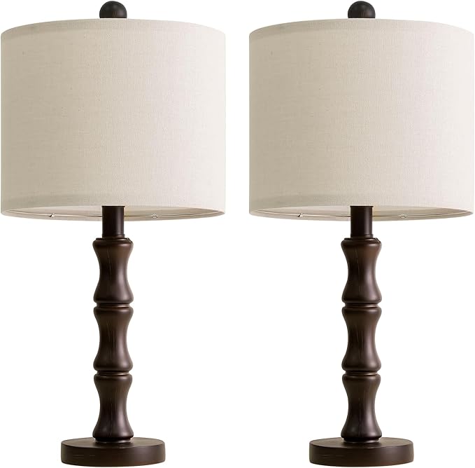 BOBOMOMO 20.5" Classic Table Lamps Set of 2, Farmhouse Nightstand Lamps - Image 8