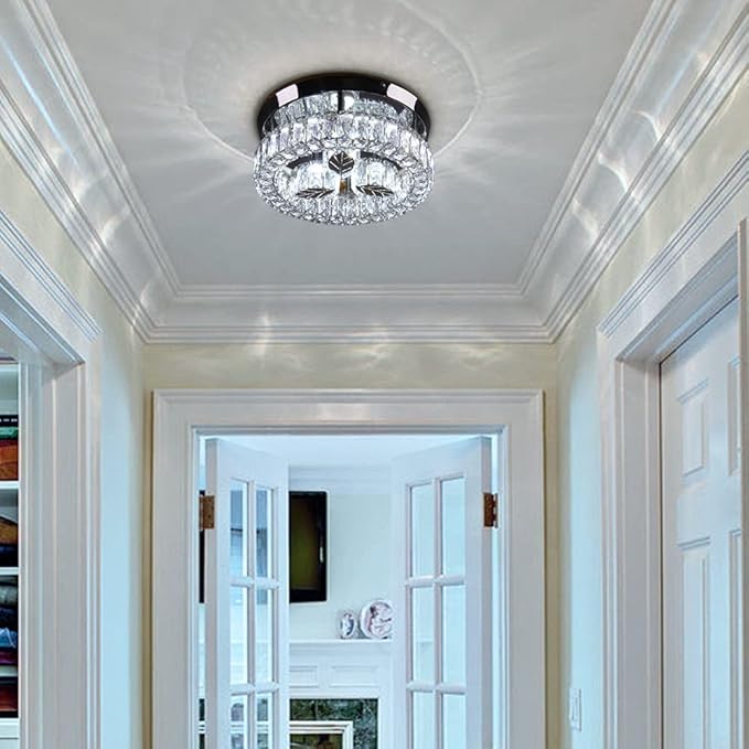 Finktonglan 11.6" Crystal Flush Mount LED Ceiling Light, 30W 6500K Cool White - Image 6