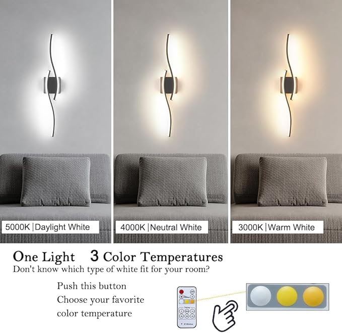 Modern Hardwired Wall Sconce Set of 2, LED Black Wall Light - Image 6
