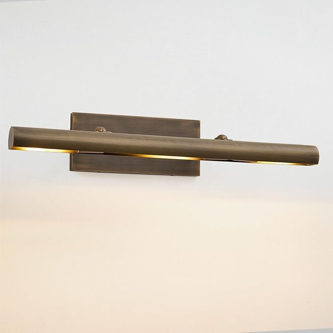 Hardwired Aged Brass Picture Light: 24" Rotatable Vintage Antique Bronze by HONIEGG