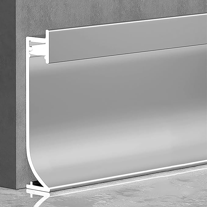LED Aluminium Metal Baseboard Trim, Matte Silver 14Pcs 40mm x 2500mm 1.57" x by Bopaodao