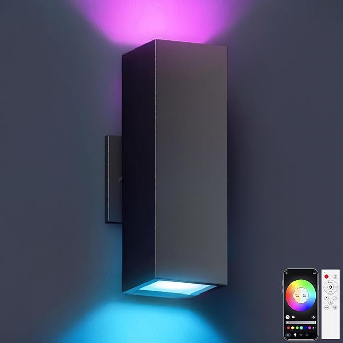 KIZON Smart Outdoor Wall Lights RGBCW Color Changing, Modern Dusk to Dawn by KIZON