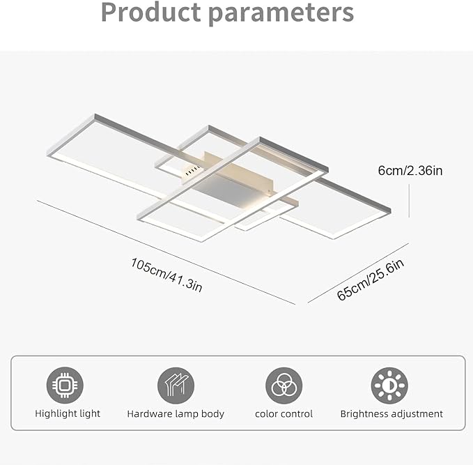 GEADI Dimmable Ceiling Light, 41.3in Flush Mount Ceiling Lamp Remote Control - Image 3